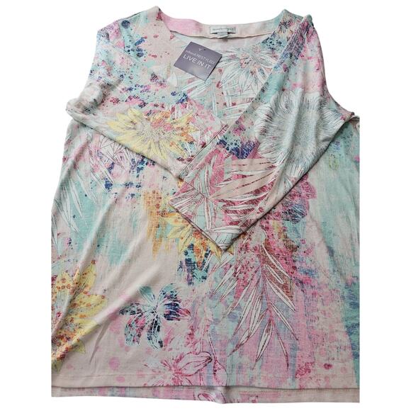 Christopher & Banks Womens Sz XL NWT Multicolor Floral Fairy Soft Relaxed Blouse - Picture 5 of 13
